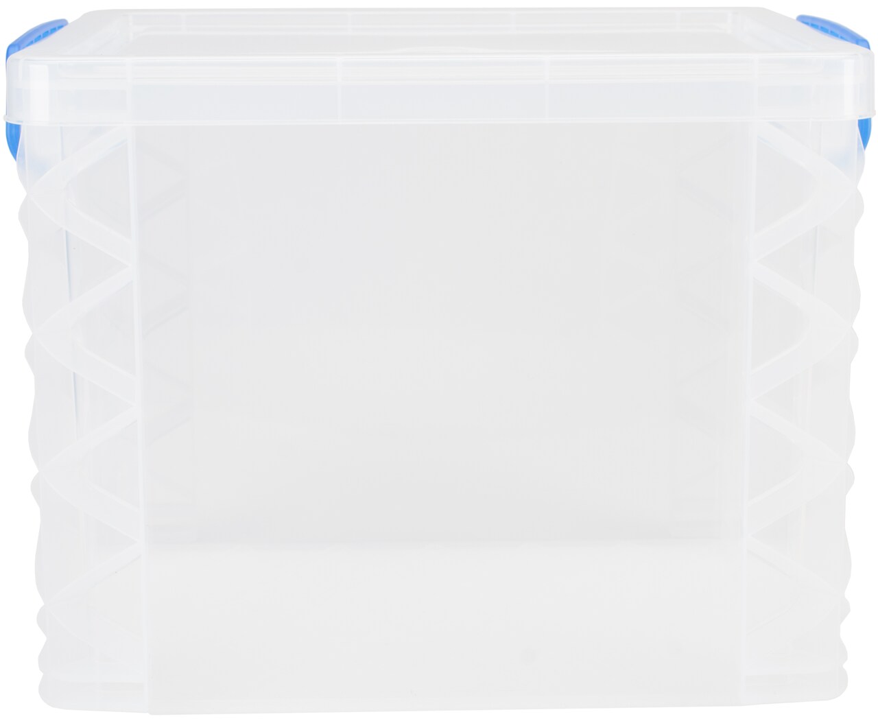 Storage Studios Super Stacker File Box-14.5"X10.5"X11.25" Clear/Blue Handles